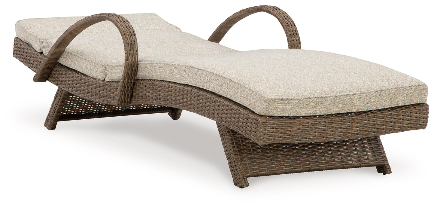 Beachcroft Beige Outdoor Chaise Lounge with Cushion