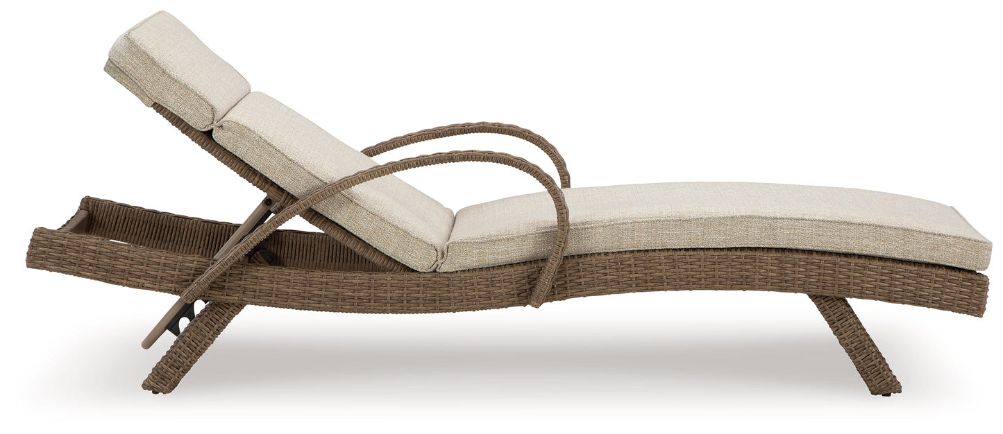 Beachcroft Beige Outdoor Chaise Lounge with Cushion