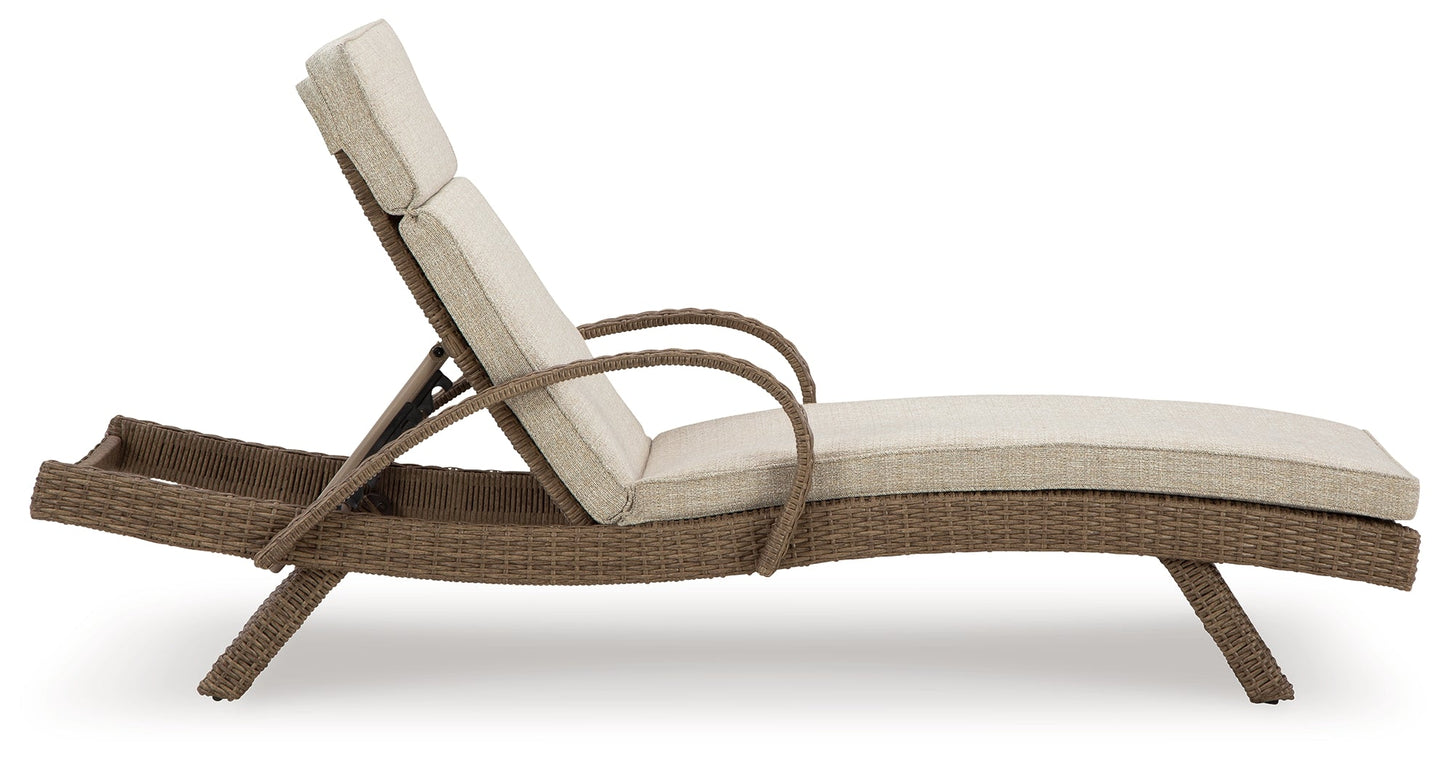 Beachcroft Beige Outdoor Chaise Lounge with Cushion