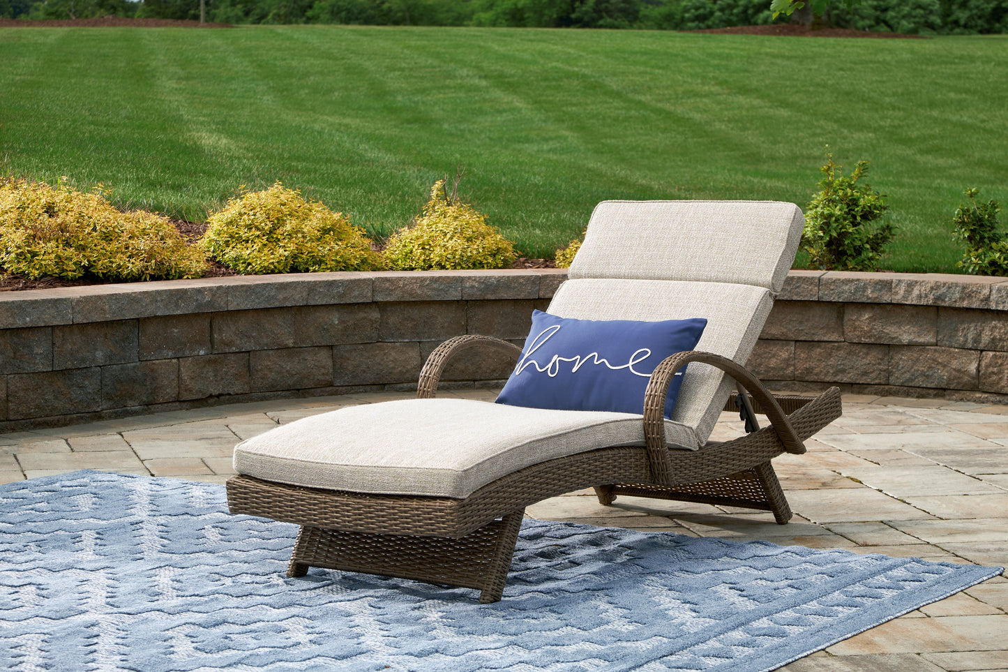 Beachcroft Beige Outdoor Chaise Lounge with Cushion