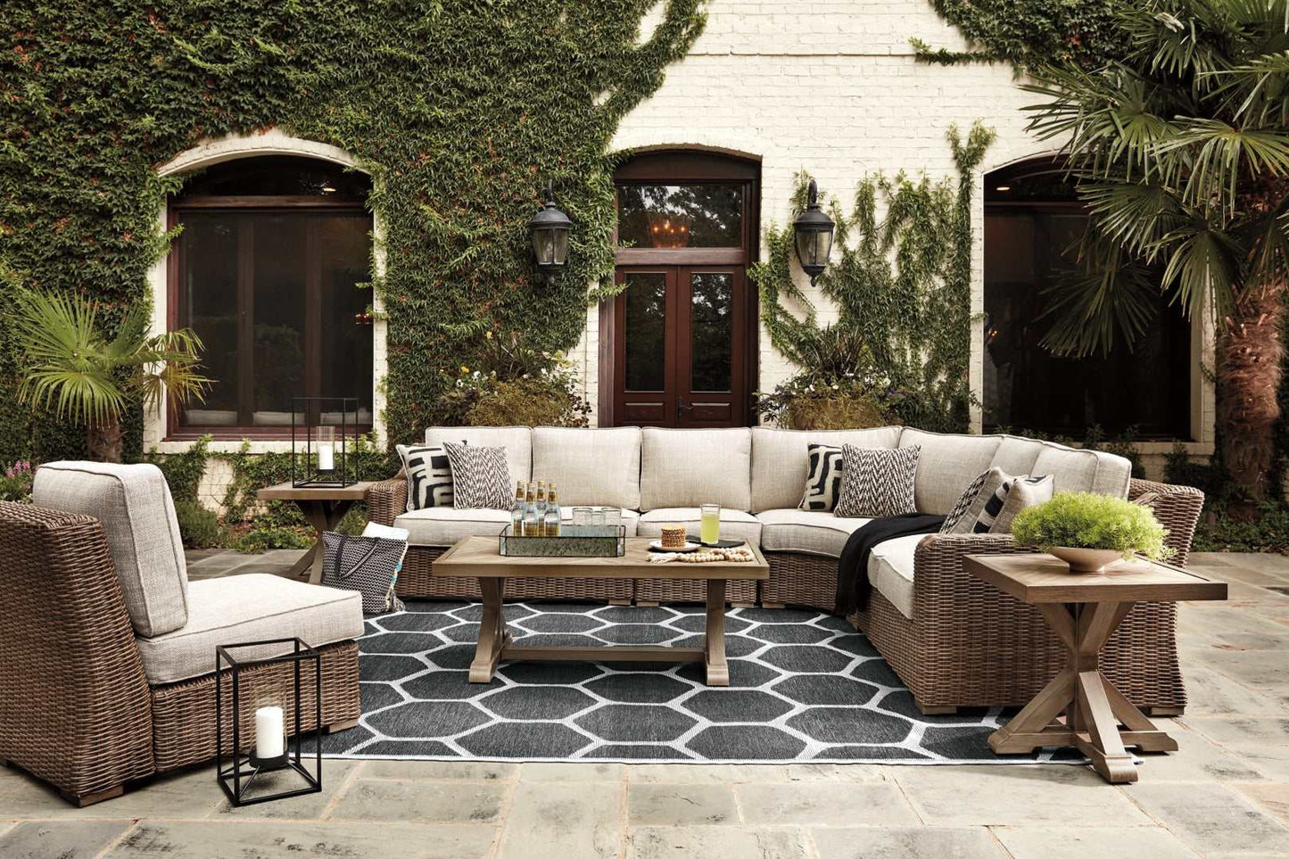 Beachcroft Beige Outdoor Seating Set / 8pc