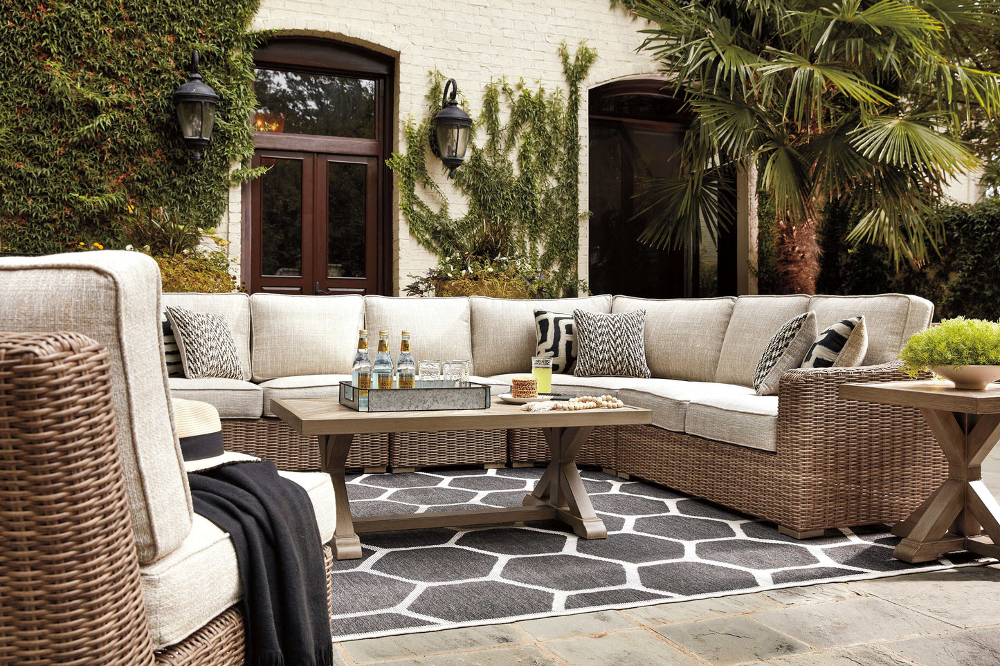 Beachcroft Beige Outdoor Seating Set / 8pc