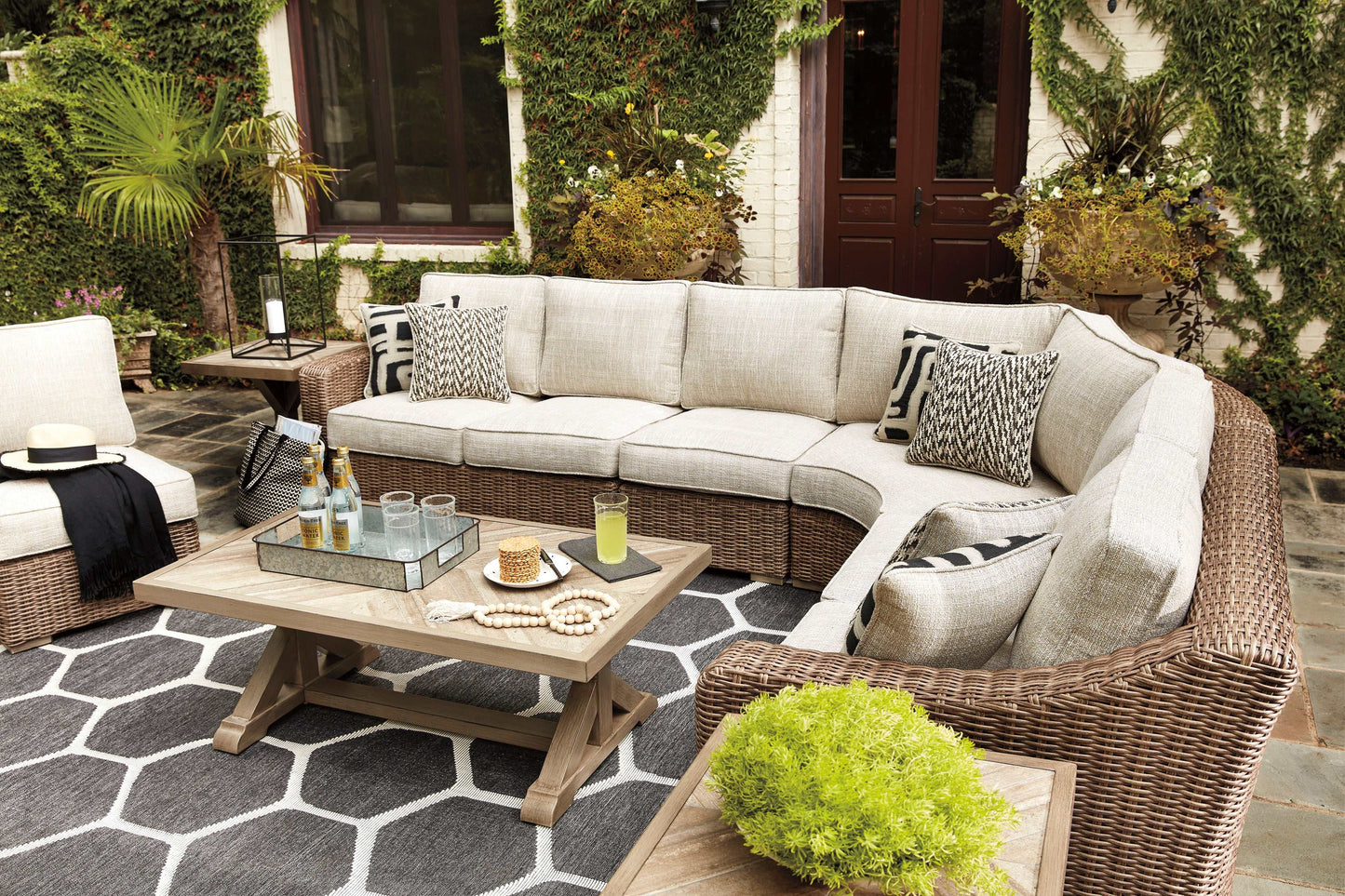 Beachcroft Beige Outdoor Seating Set / 8pc