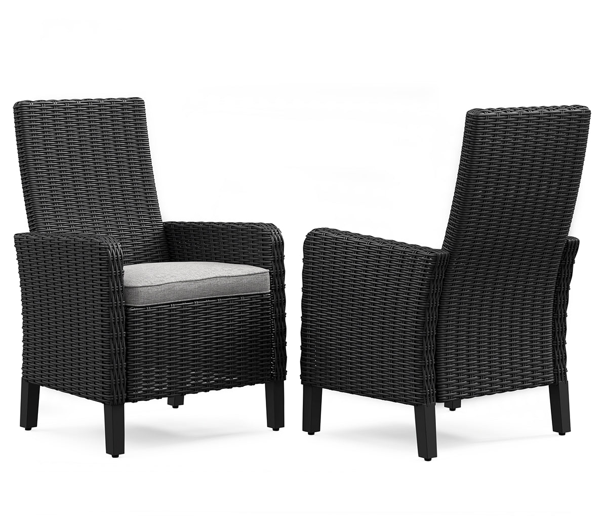 Beachcroft Black/Light Gray Outdoor Arm Chair with Cushion (Set of 2)