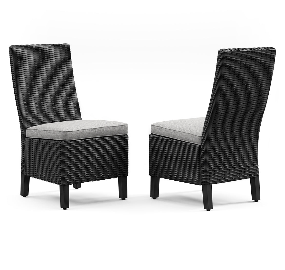 Beachcroft Black/Light Gray Outdoor Side Chair with Cushion (Set of 2)