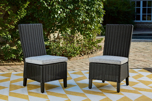 Beachcroft Black/Light Gray Outdoor Side Chair with Cushion (Set of 2)