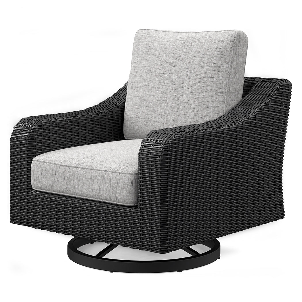 Beachcroft Black/Light Gray Outdoor Swivel Lounge with Cushion