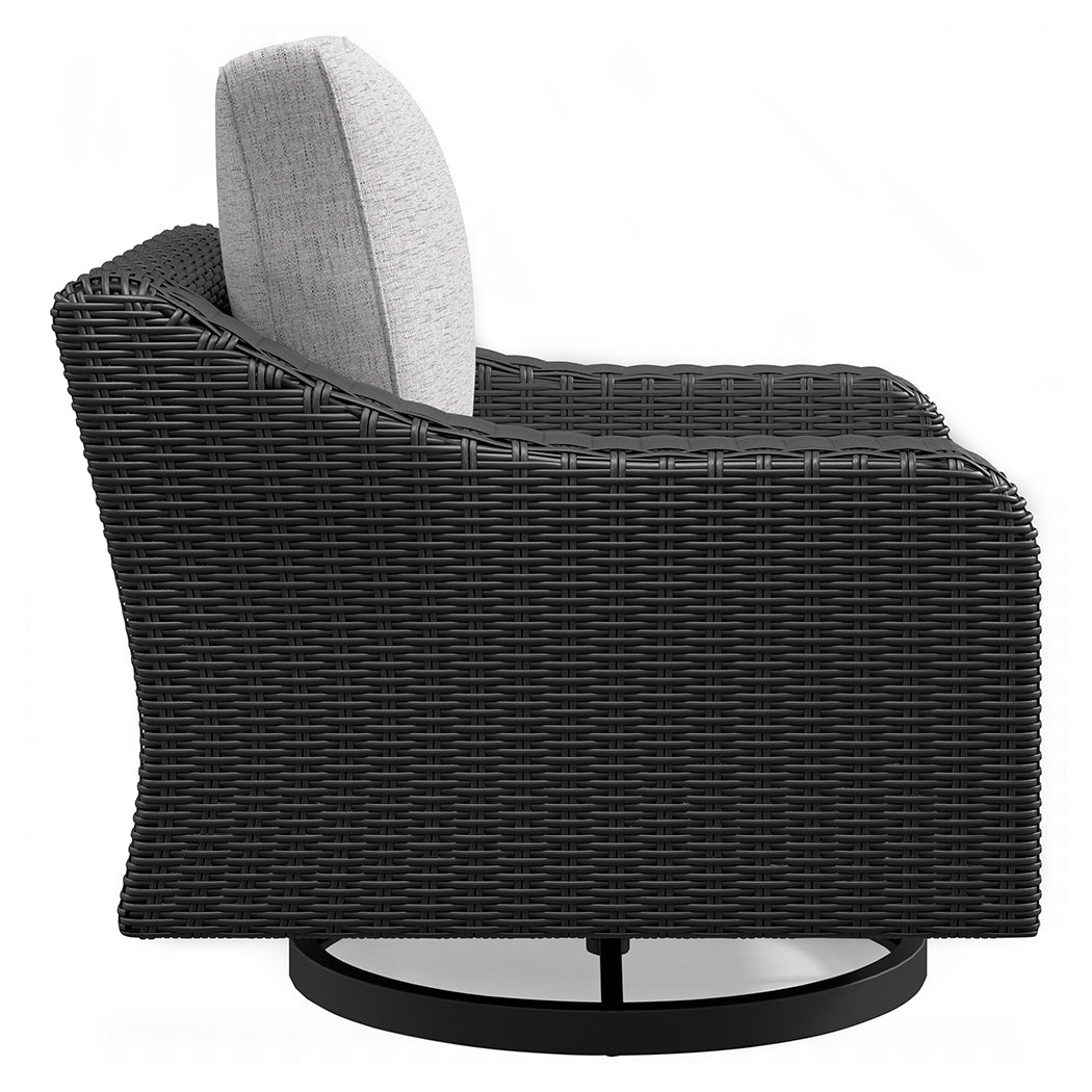 Beachcroft Black/Light Gray Outdoor Swivel Lounge with Cushion