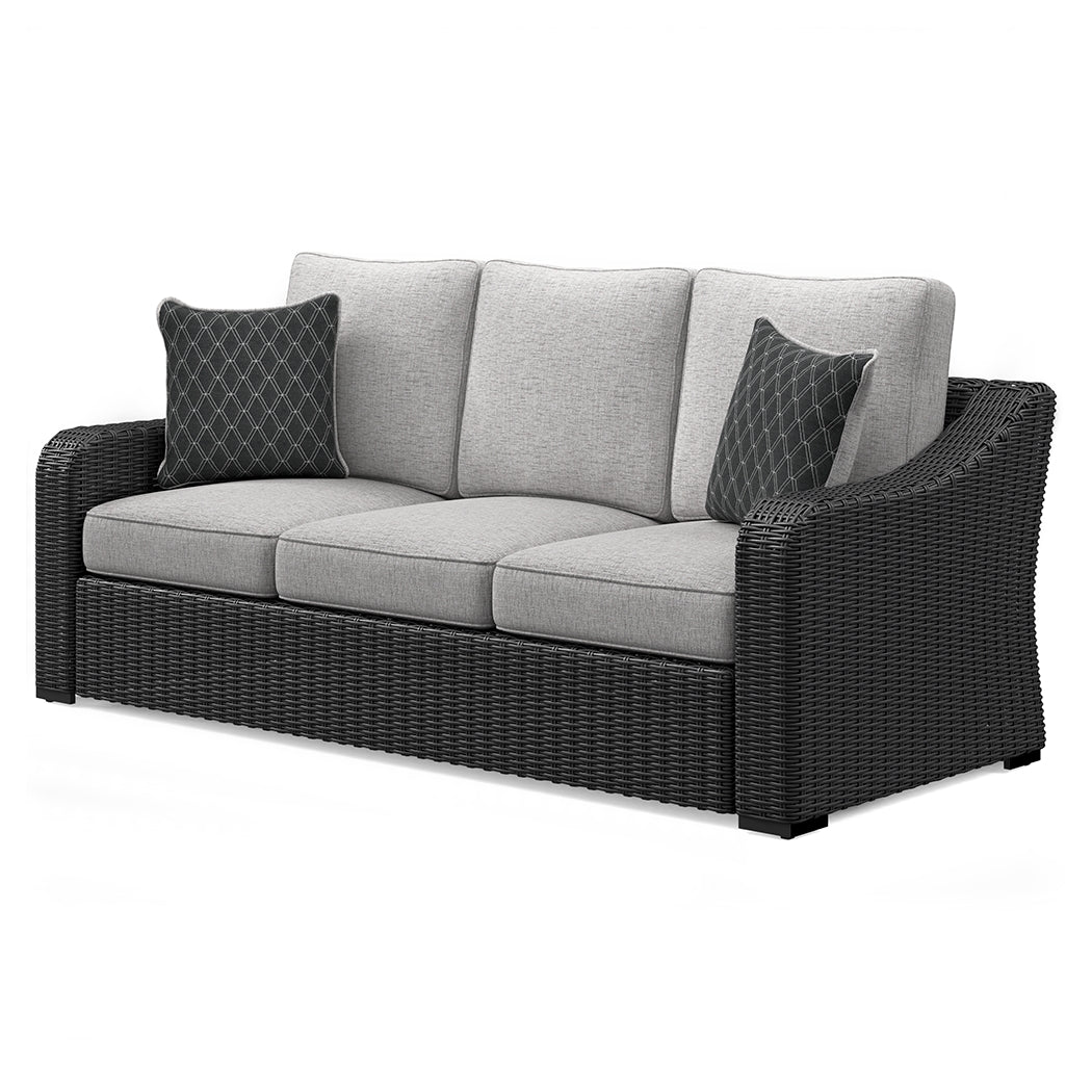 Beachcroft Black/Light Gray Outdoor Sofa with Cushion