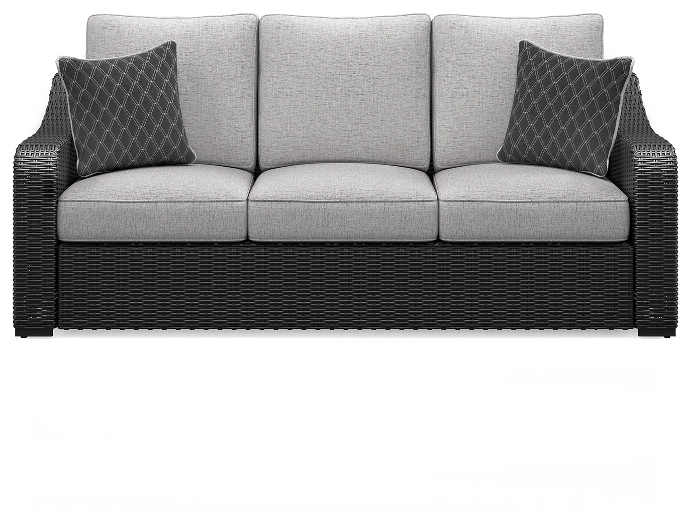 Beachcroft Black/Light Gray Outdoor Sofa with Cushion