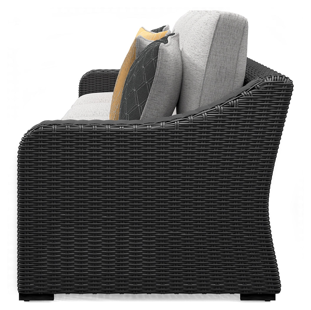 Beachcroft Black/Light Gray 2-Piece Outdoor Loveseat with Cushion