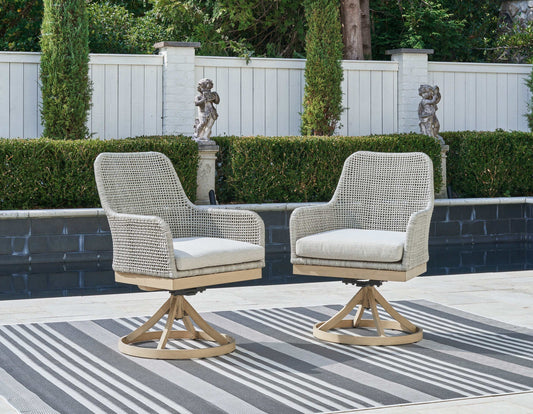 Seton Creek Gray Outdoor Swivel Dining Chair (Set of 2)