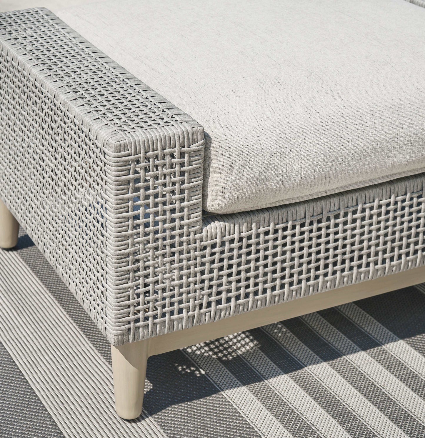 Seton Creek Gray Outdoor Ottoman w Cushion