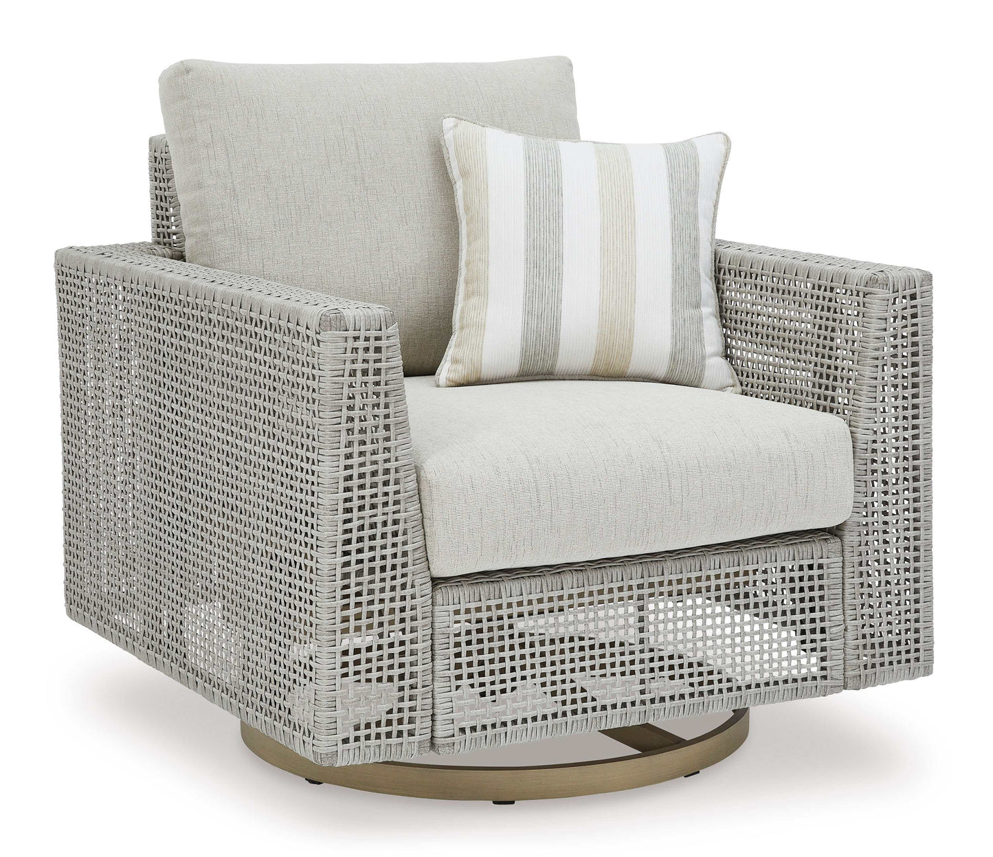 Seton Creek Gray Outdoor Swivel Lounge Chair w/ Cushion
