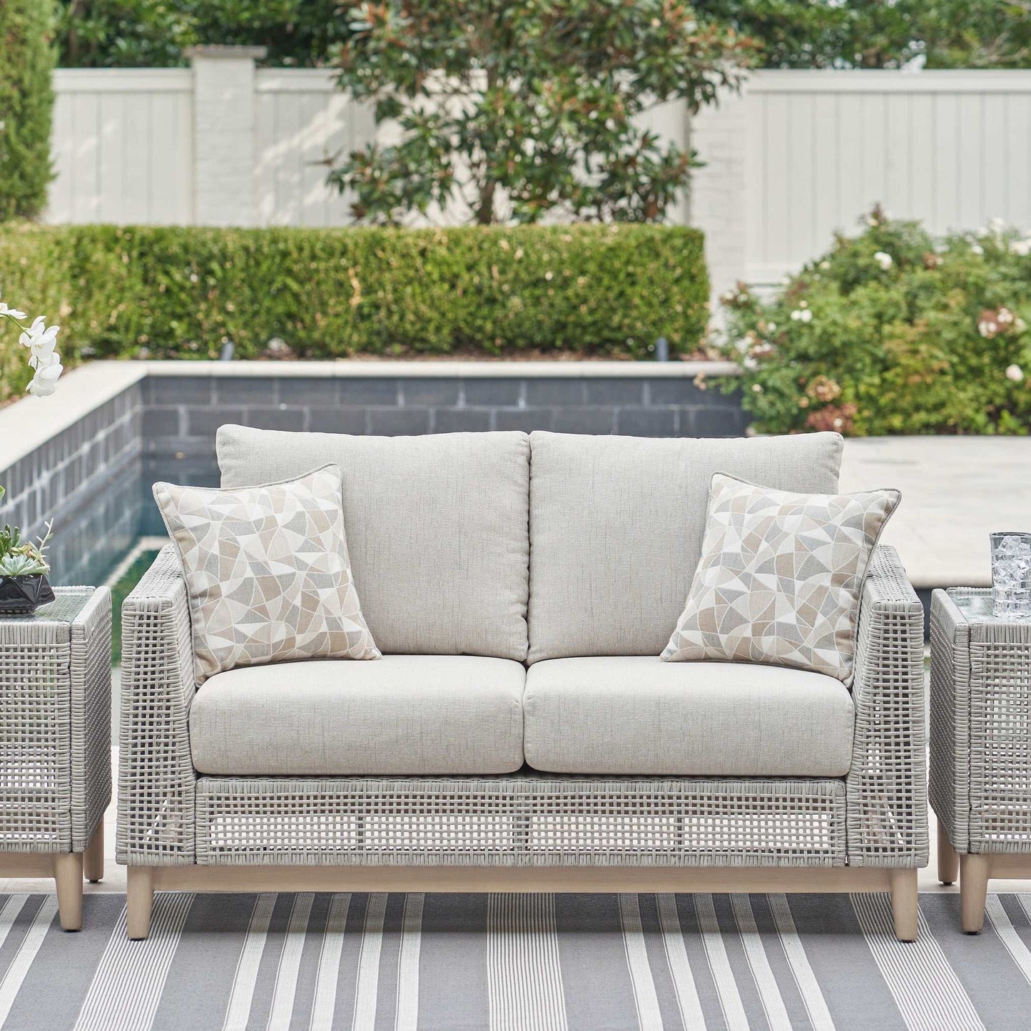 Seton Creek Gray Outdoor Loveseat w/ Cushion