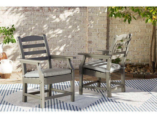 Visola Gray Outdoor Arm Chair w/ Cushion (Set of 2)