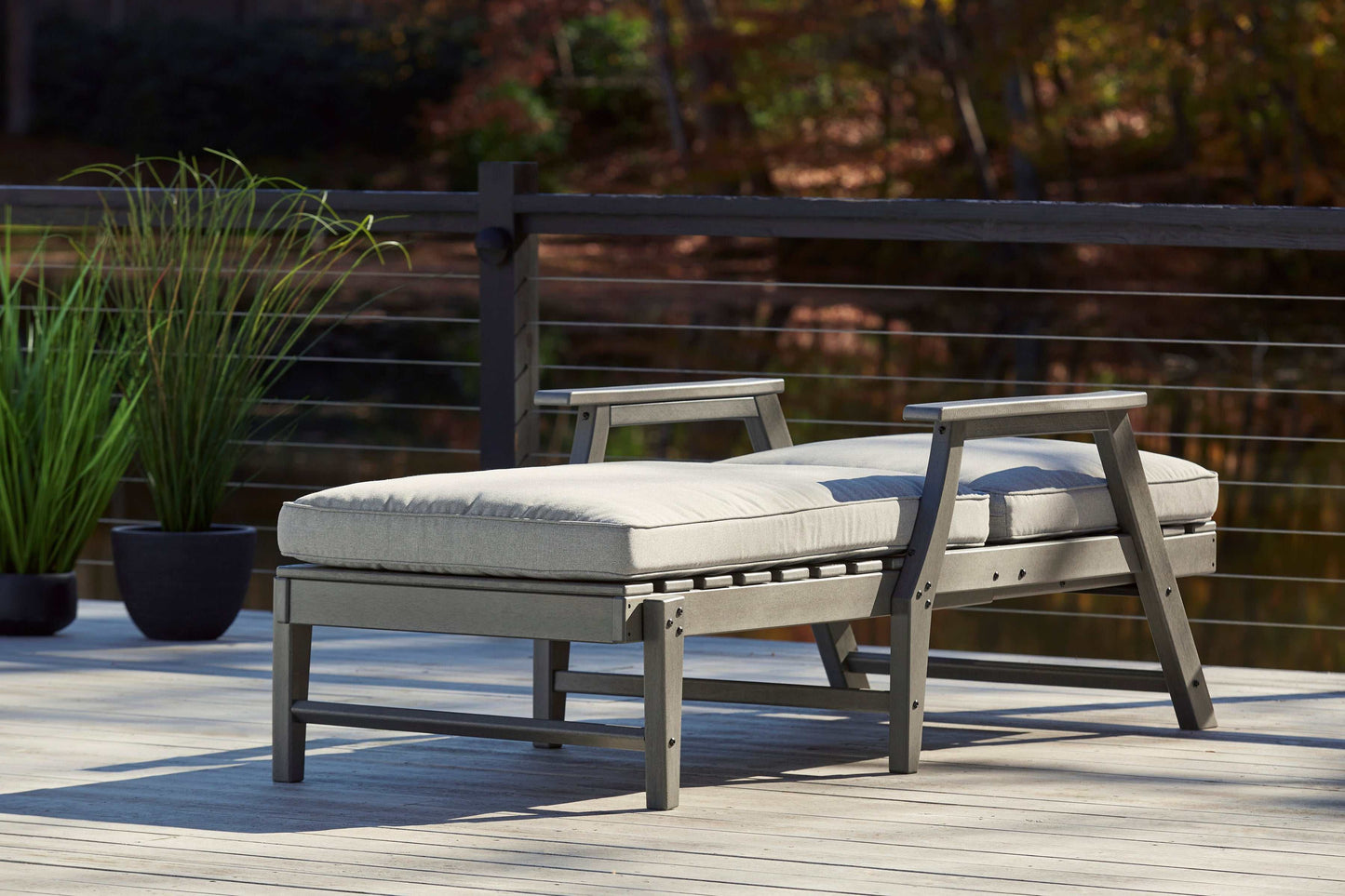 Visola Gray Outdoor Chaise Lounge w/ Cushion