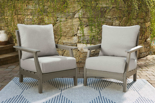 Visola Gray Outdoor Lounge Chair w/ Cushion (Set of 2)