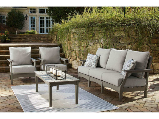 Visola Gray Outdoor Conversation Set w/ Coffee Table / 4pc