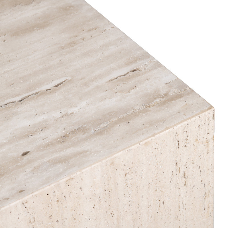 Palermo Beige/Brown Travertine End Table - Ornate Home