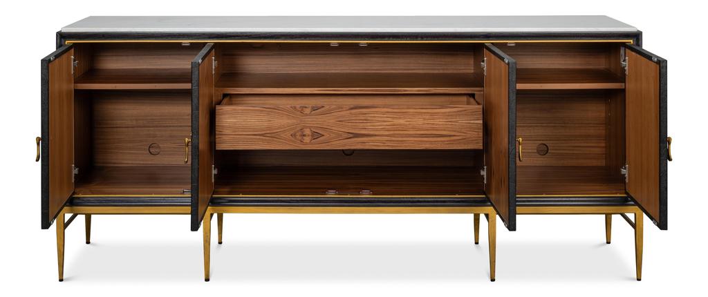 Palisade Black Shagreen Credenza - Ornate Home