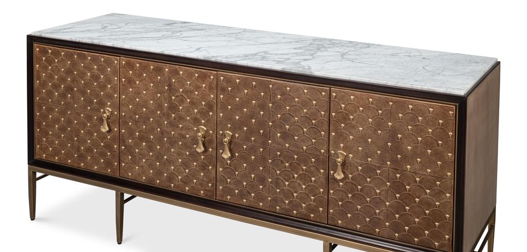 Palisade Tan Shagreen Credenza - Ornate Home
