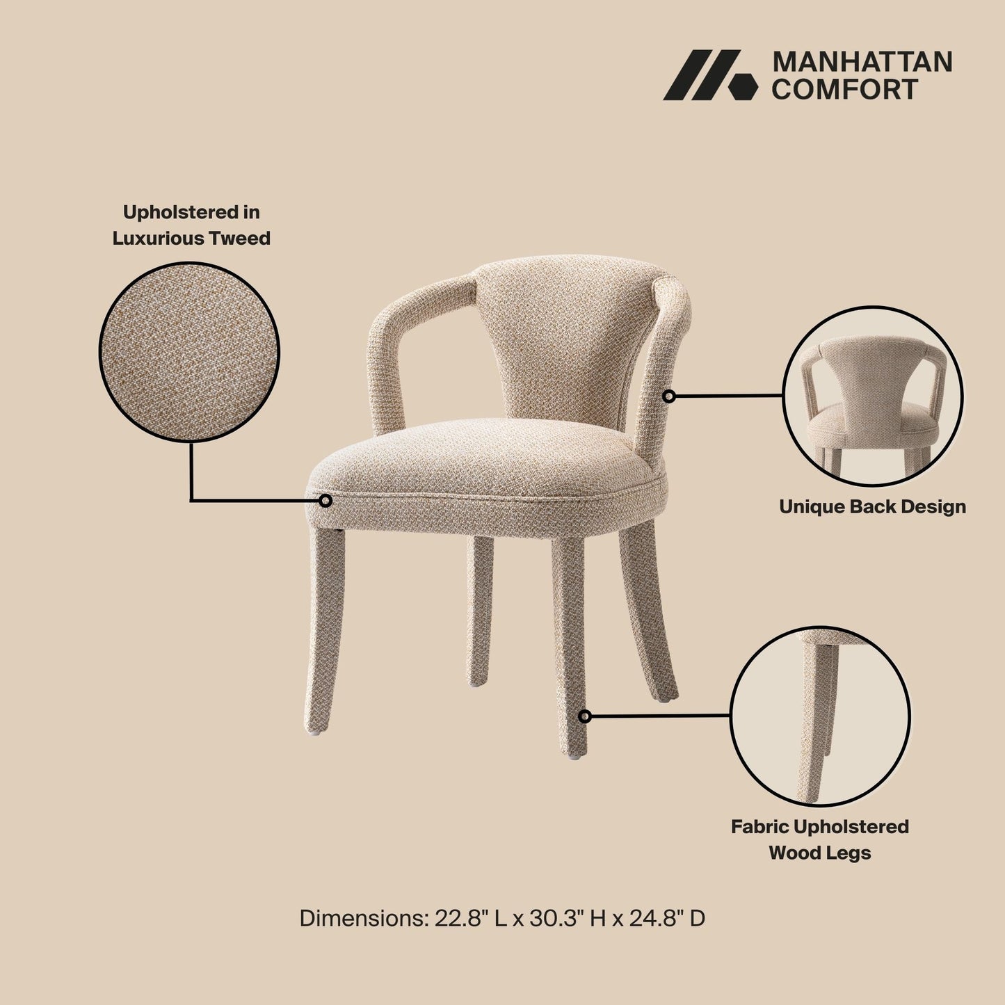 Palmer Dining Armchair in Gold Dust - Ornate Home