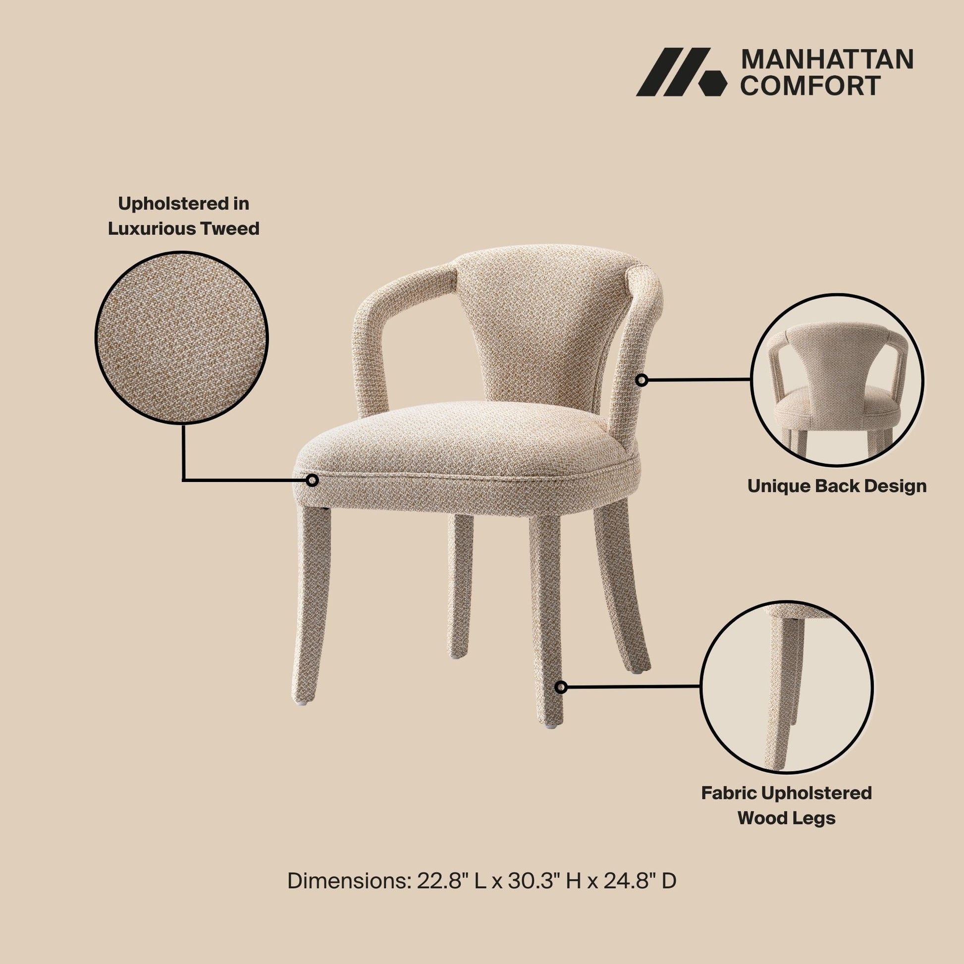 Palmer Dining Armchair in Gold Dust - Ornate Home