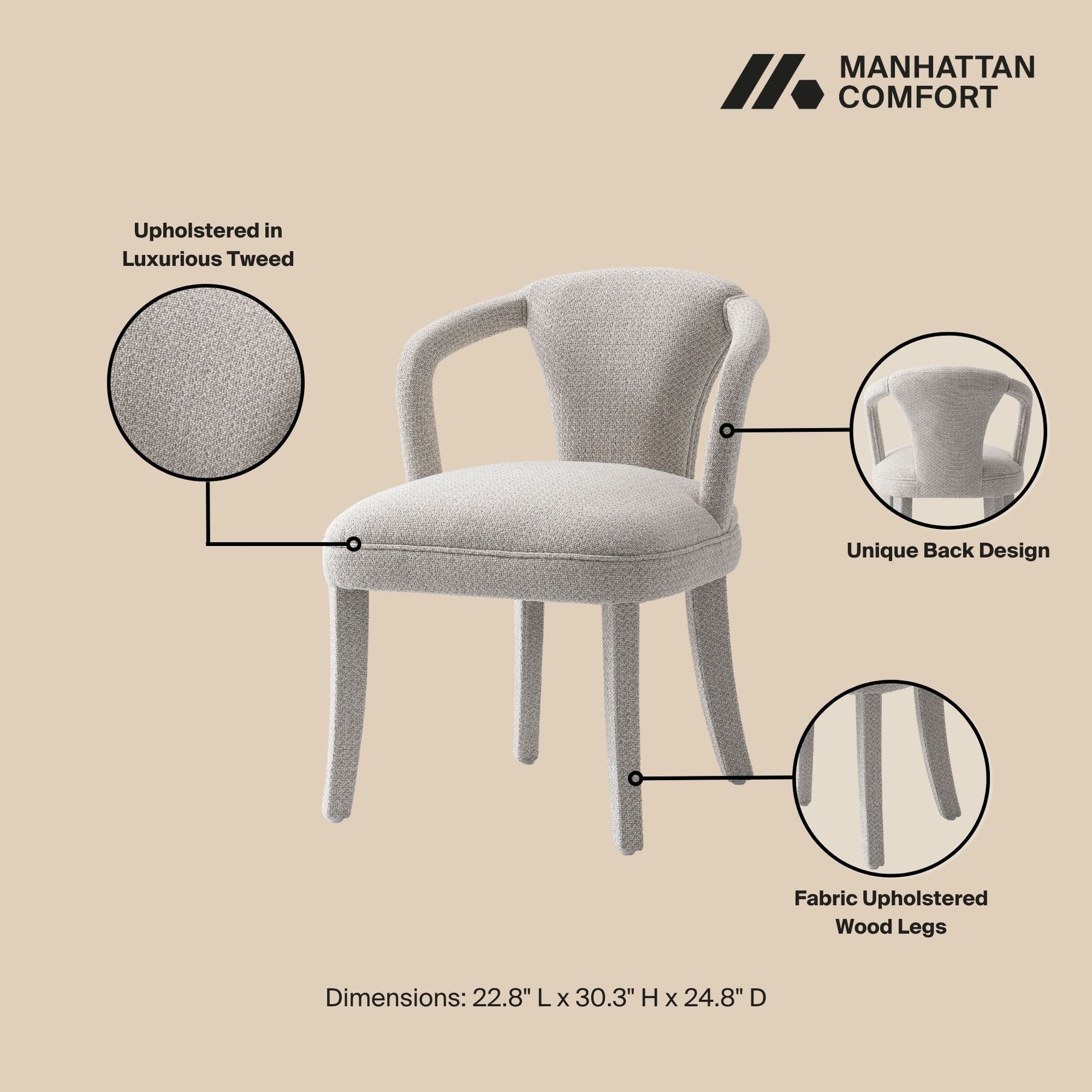 Palmer Dining Armchair in Silver Lining - Ornate Home