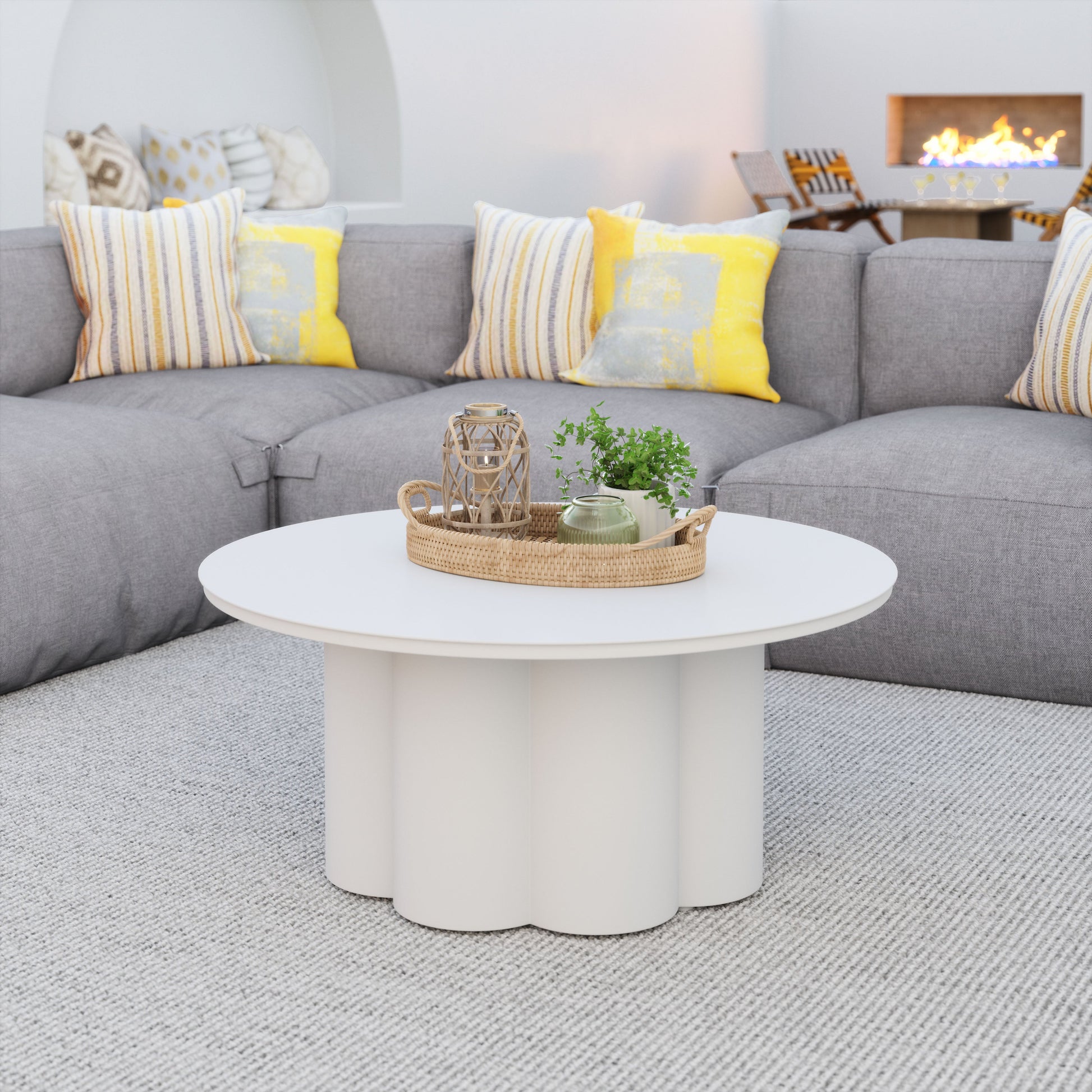 Palmier White Outdoor Coffee Table - Ornate Home