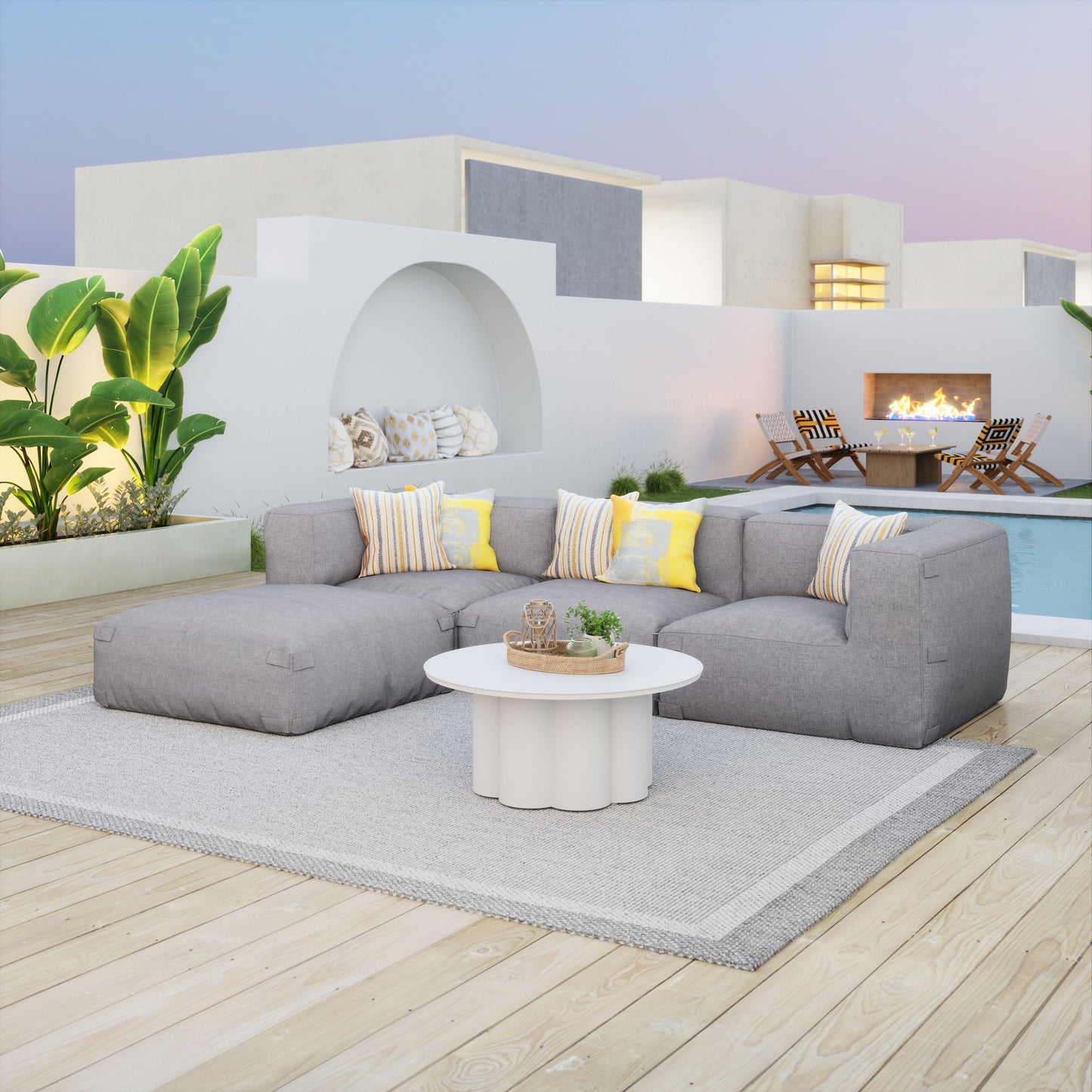 Palmier White Outdoor Coffee Table - Ornate Home