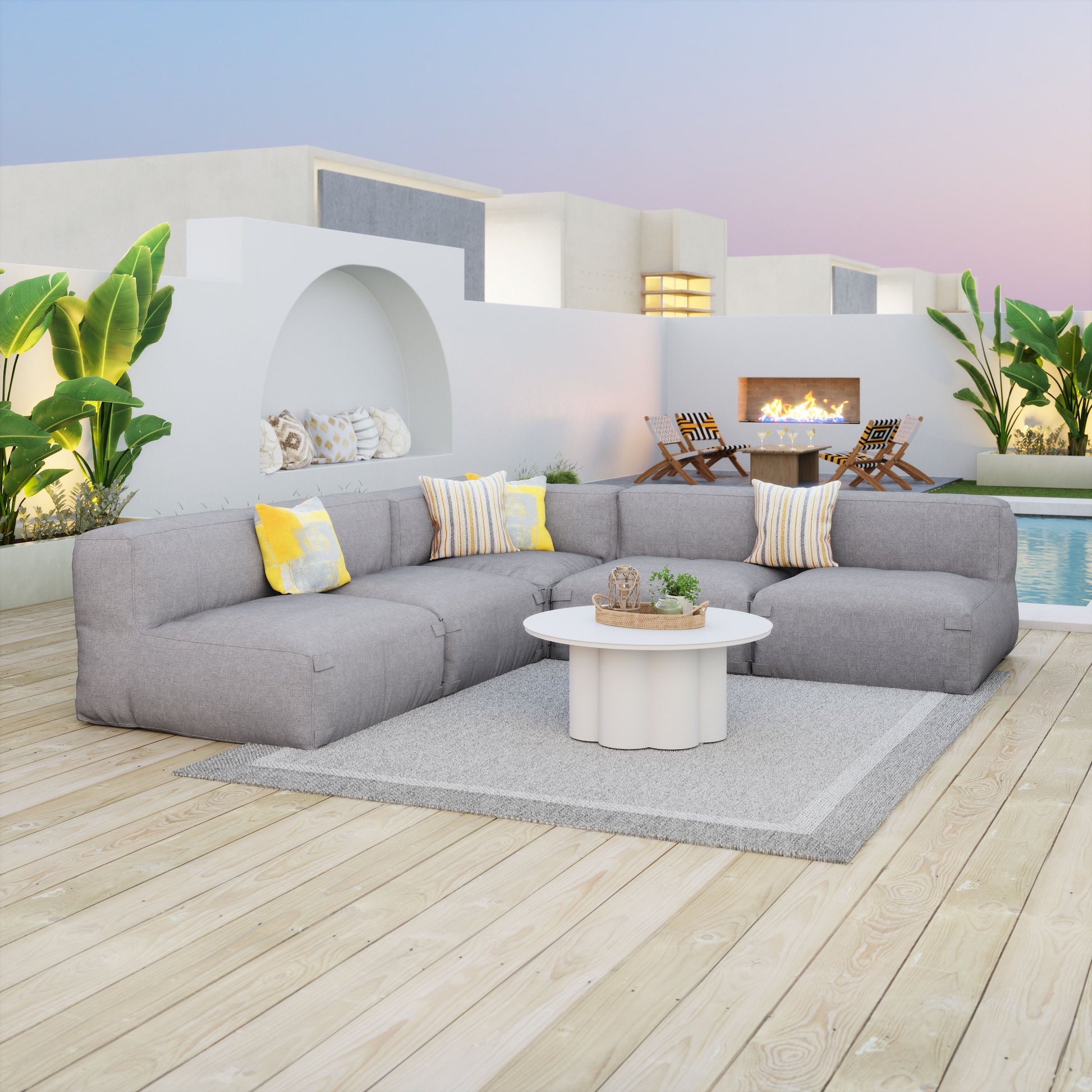 Palmier White Outdoor Coffee Table - Ornate Home