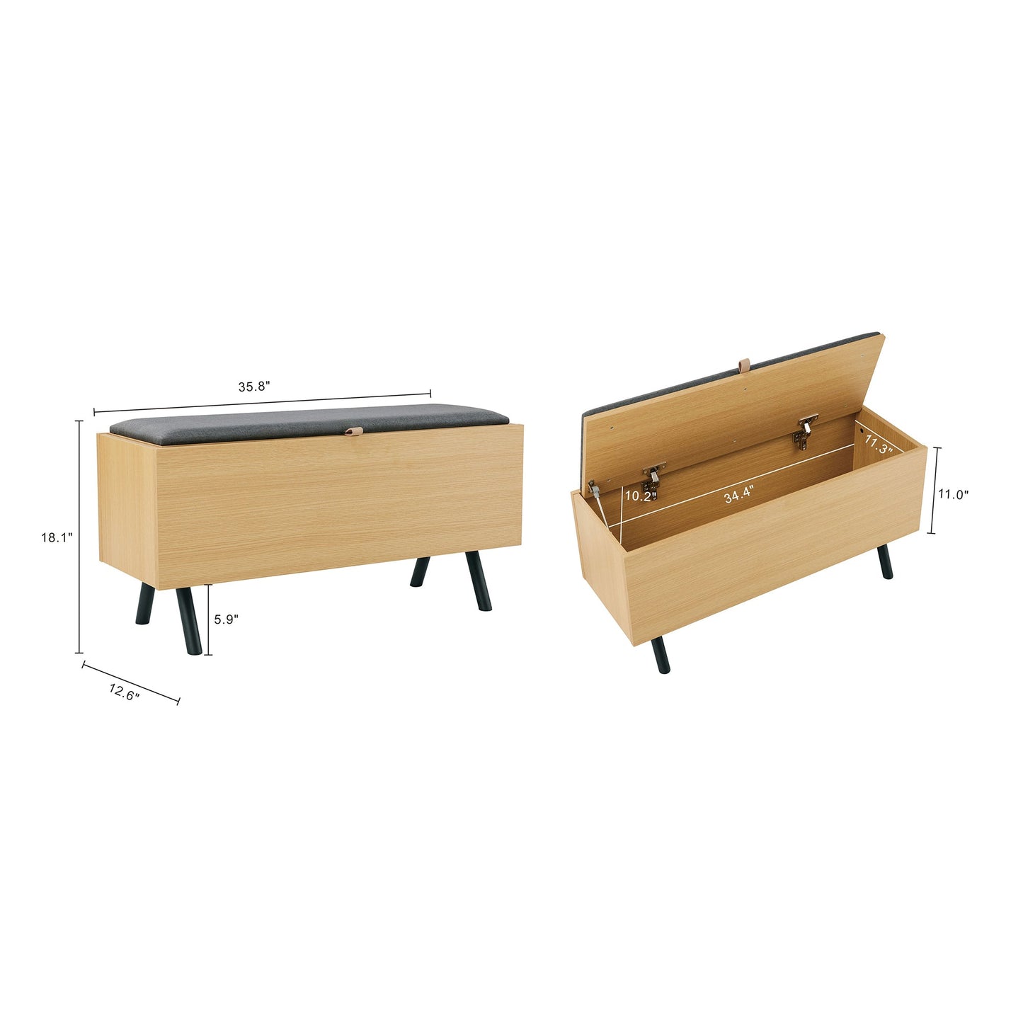 Paloma Accent Storage Bench in Natural Oak - Ornate Home