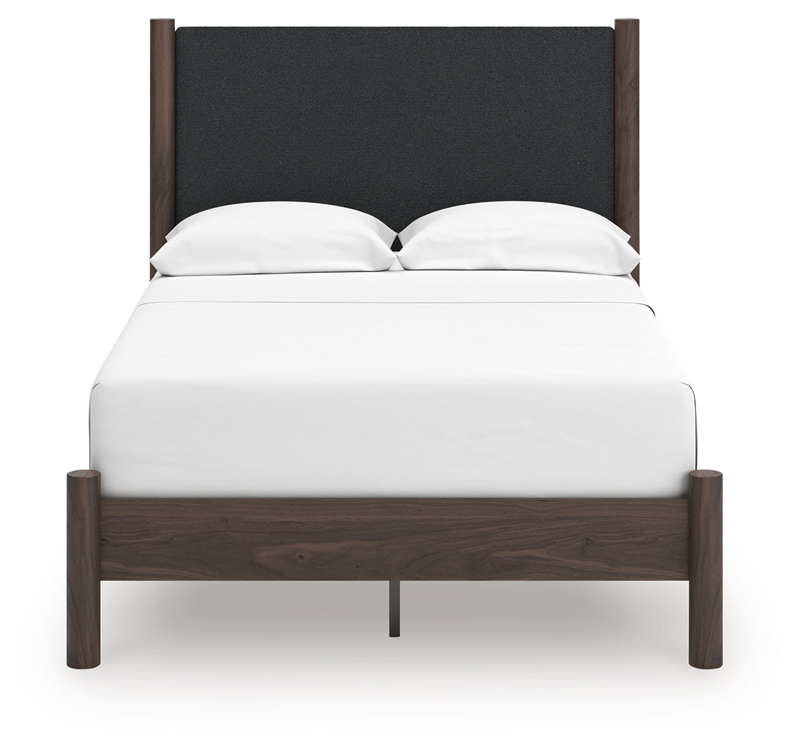 Pamytta Brown Full Upholstered Panel Platform Bed- Viva Furn
