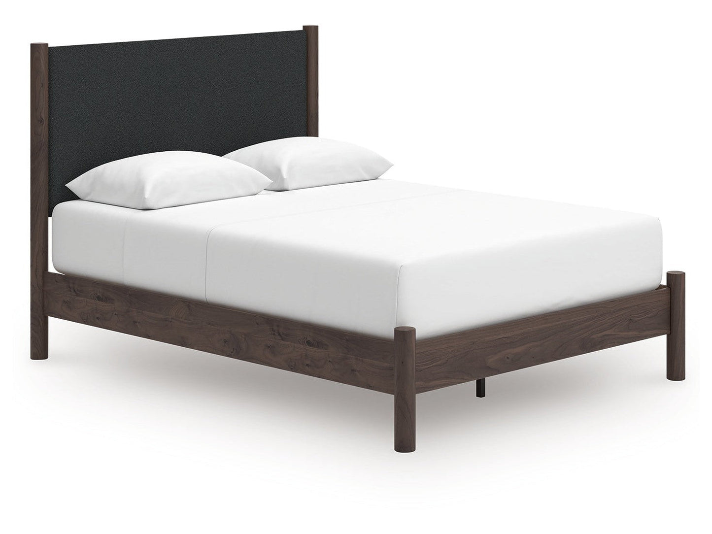 Pamytta Brown Queen Upholstered Panel Platform Bed- Viva Furn
