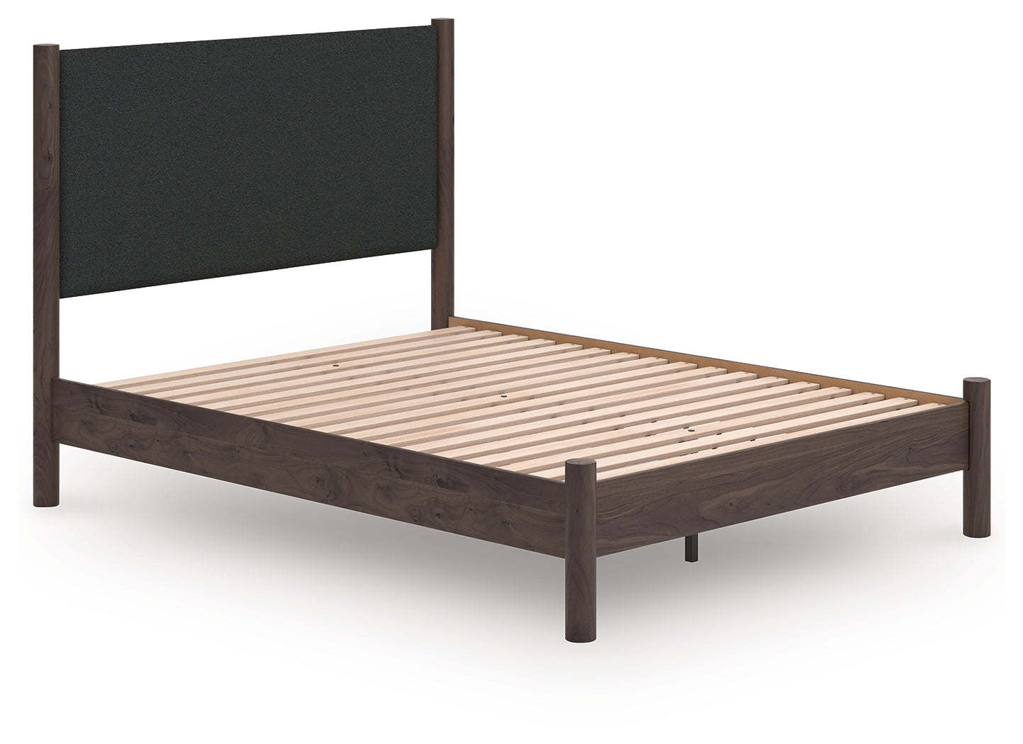 Pamytta Brown Queen Upholstered Panel Platform Bed- Viva Furn