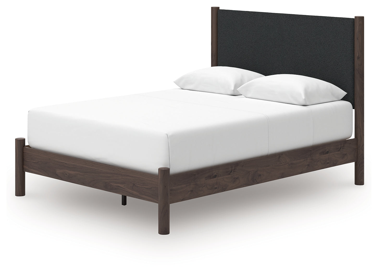 Pamytta Brown Queen Upholstered Panel Platform Bed- Viva Furn