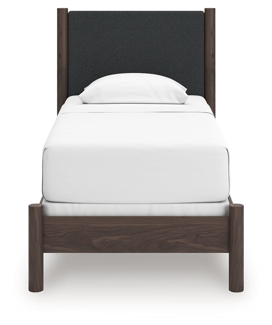 Pamytta Brown Twin Upholstered Panel Bed- Viva Furn