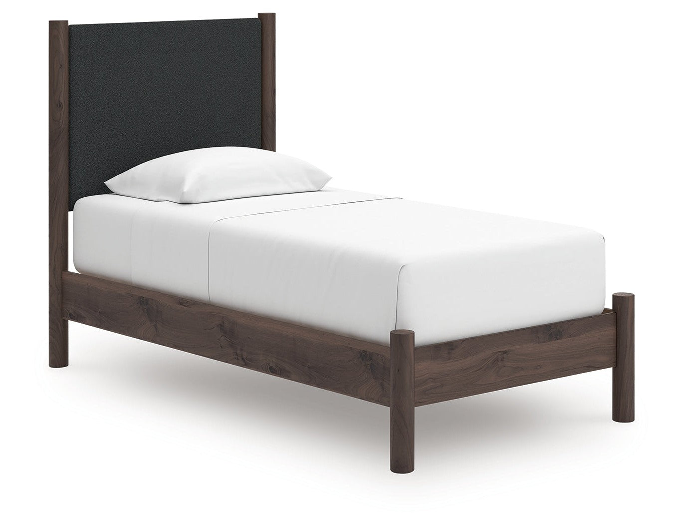 Pamytta Brown Twin Upholstered Panel Platform Bed- Viva Furn