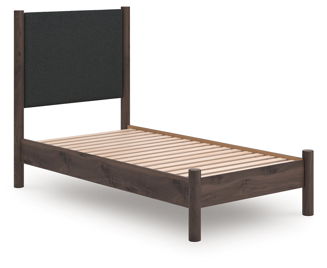Pamytta Brown Twin Upholstered Panel Platform Bed- Viva Furn