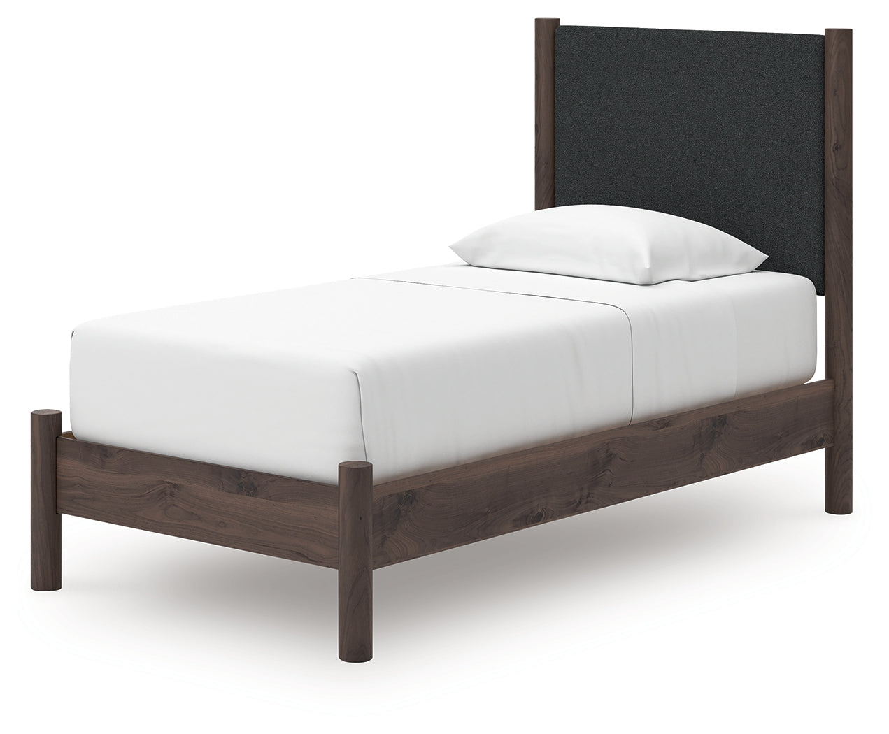 Pamytta Brown Twin Upholstered Panel Platform Bed- Viva Furn