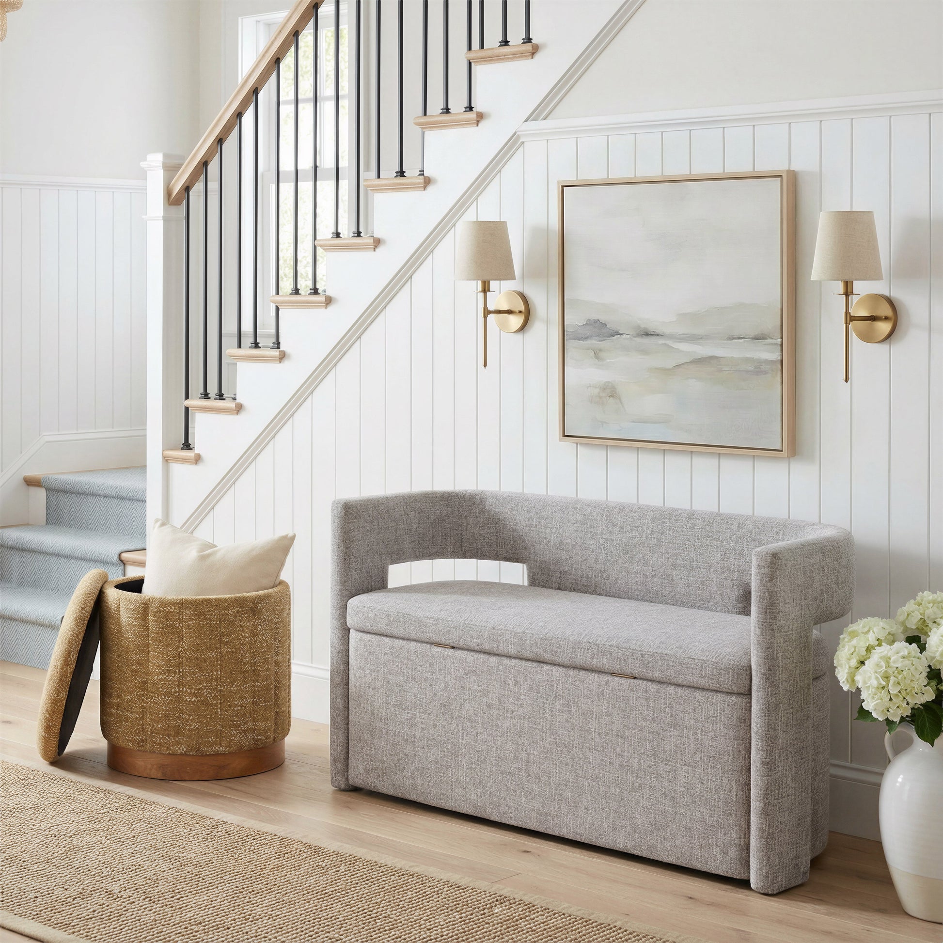 Papua Gray Storage Bench - Ornate Home