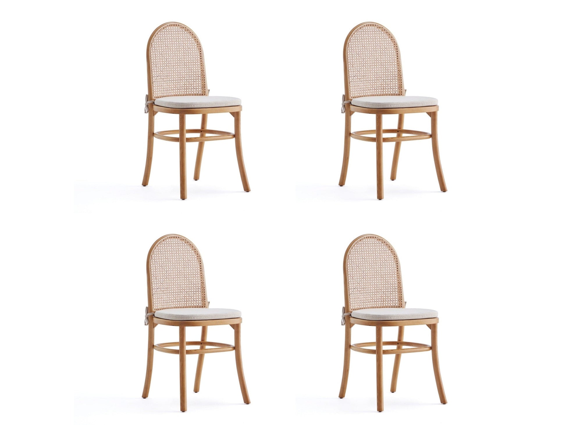 Paragon Dining Chair 1.0 with Cream Cushions in Nature and Cane (set of 4) - Ornate Home