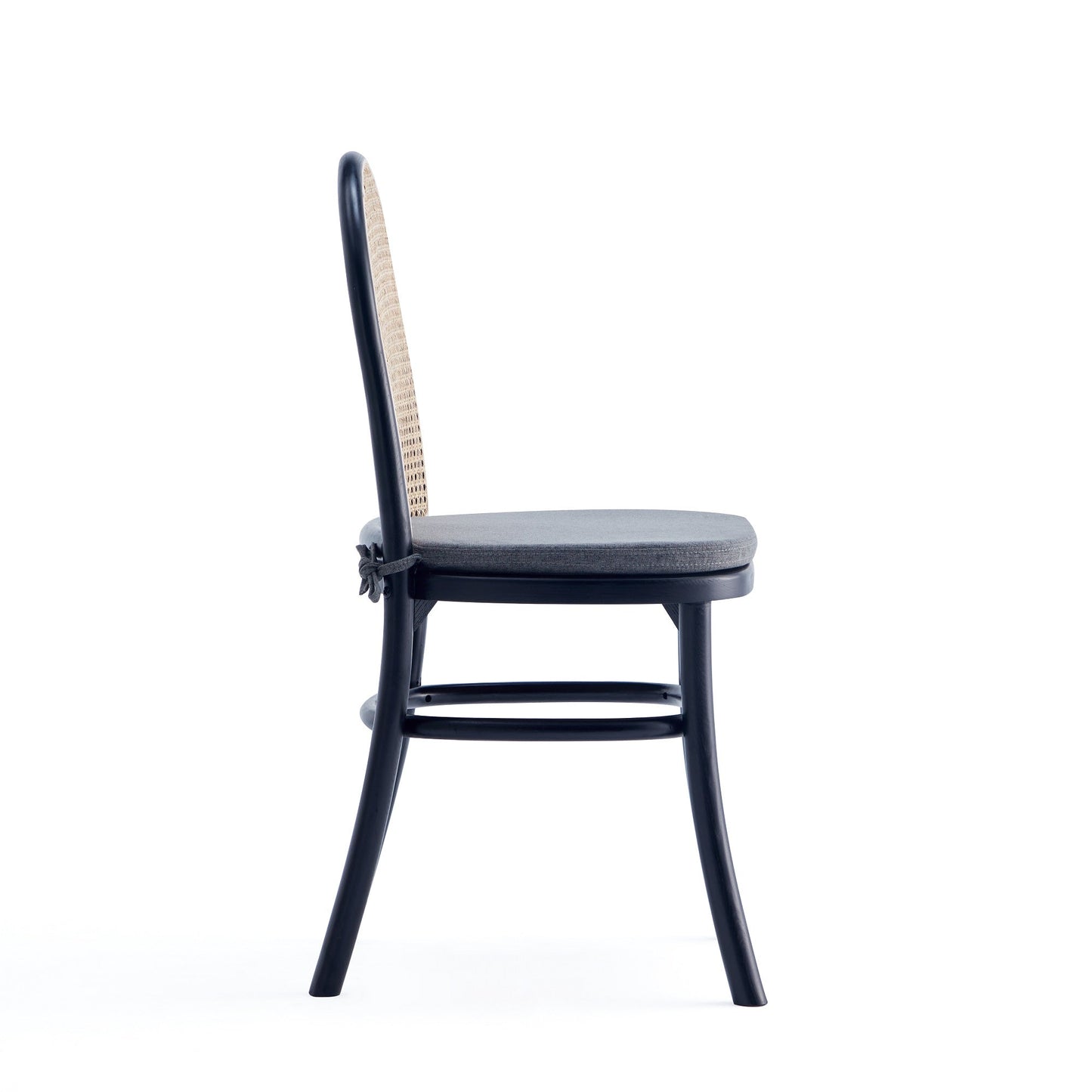 Paragon Dining Chair 1.0 with Grey Cushions in Black and Cane (set of 2) - Ornate Home
