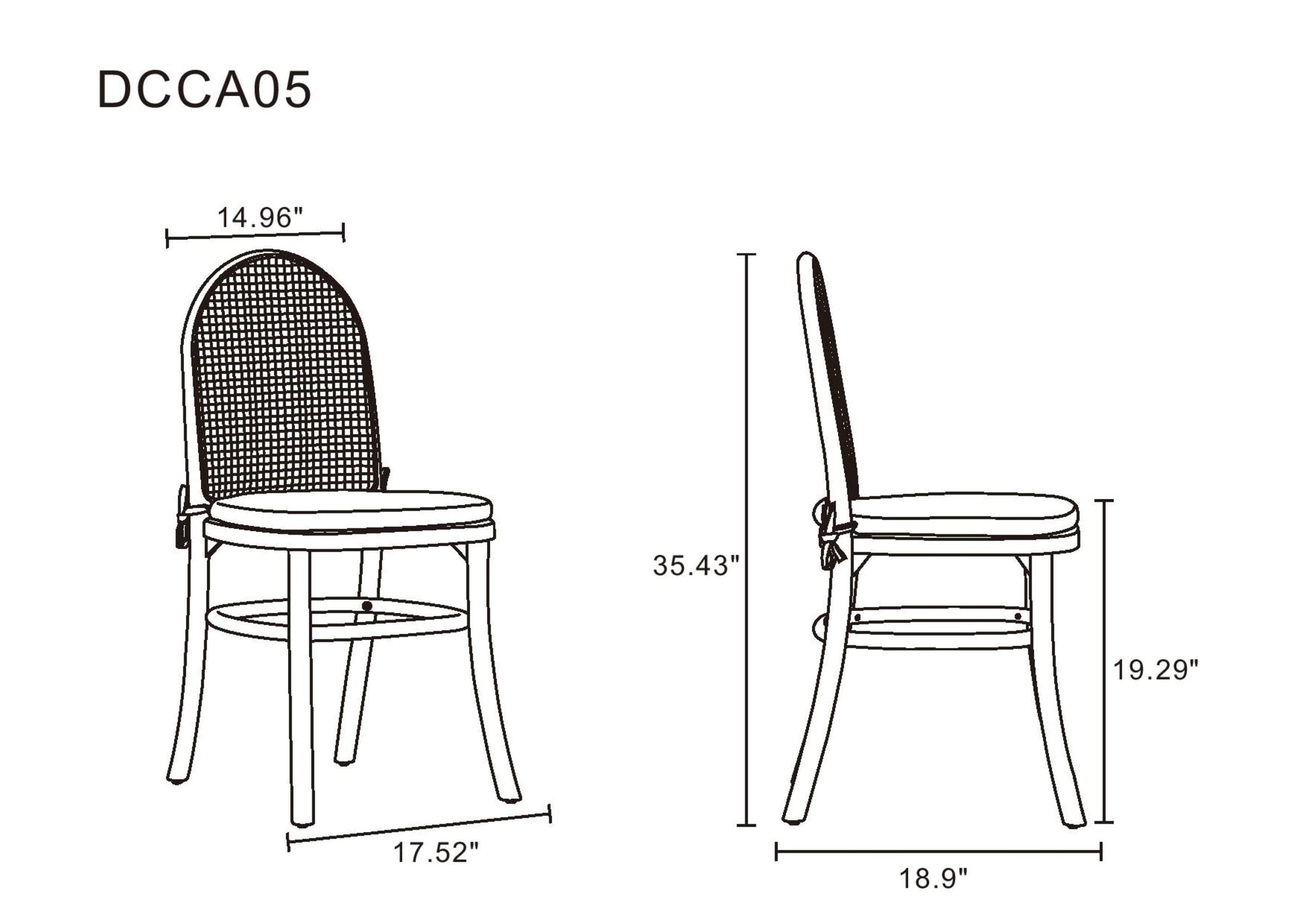 Paragon Dining Chair 1.0 with Grey Cushions in Black and Cane (set of 4) - Ornate Home