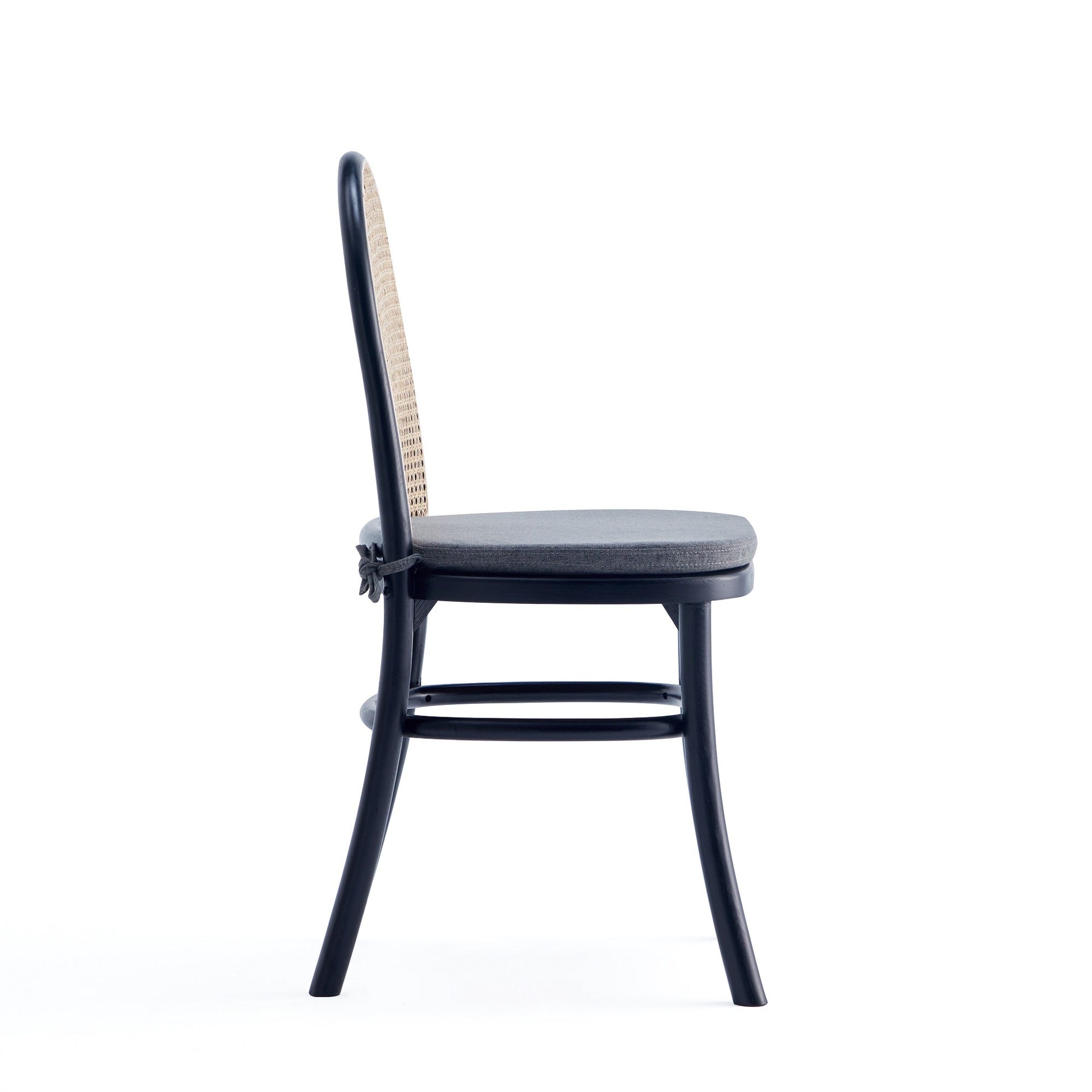 Paragon Dining Chair 1.0 with Grey Cushions in Black and Cane (set of 4) - Ornate Home
