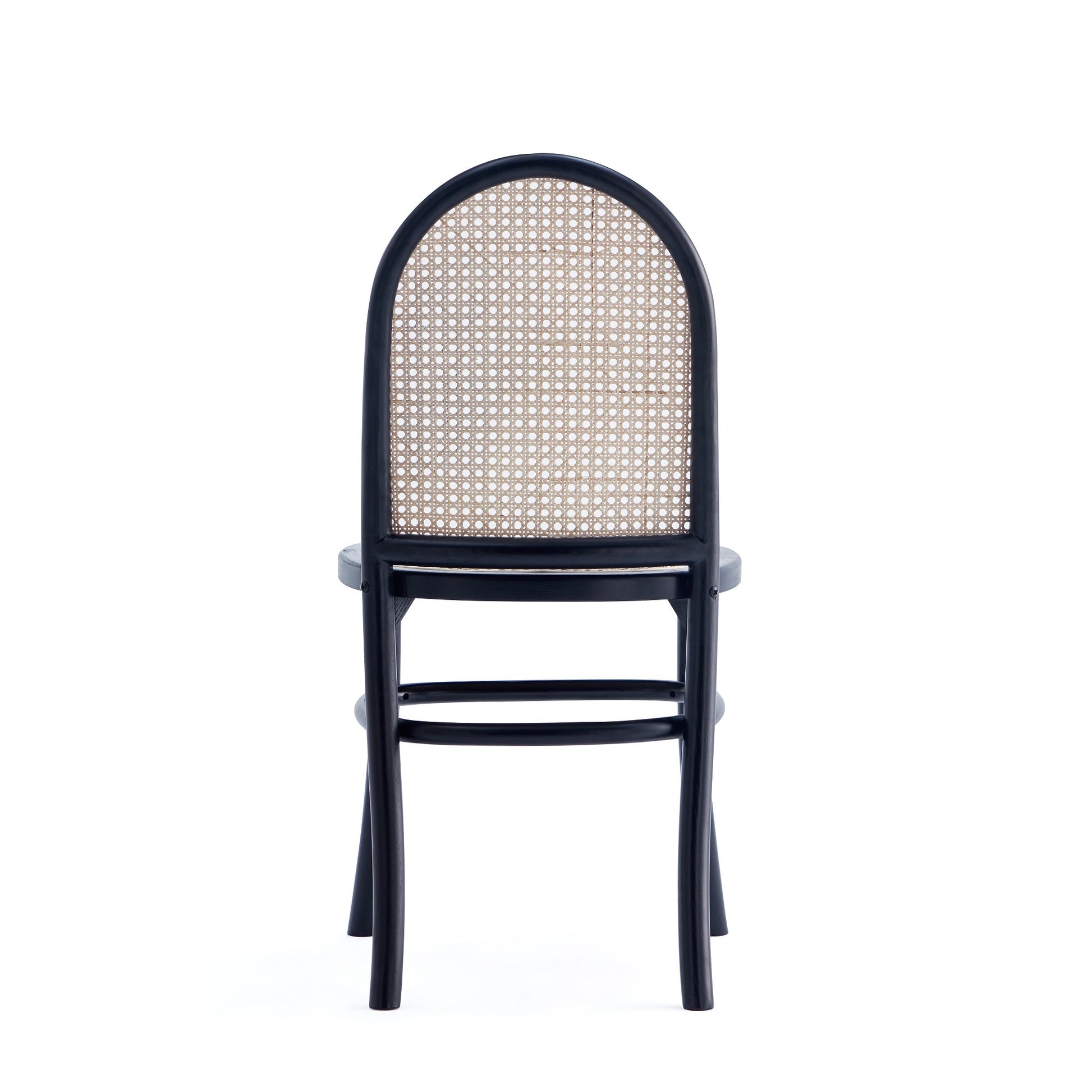 Paragon Dining Chair 1.0 with Grey Cushions in Black and Cane (set of 4) - Ornate Home