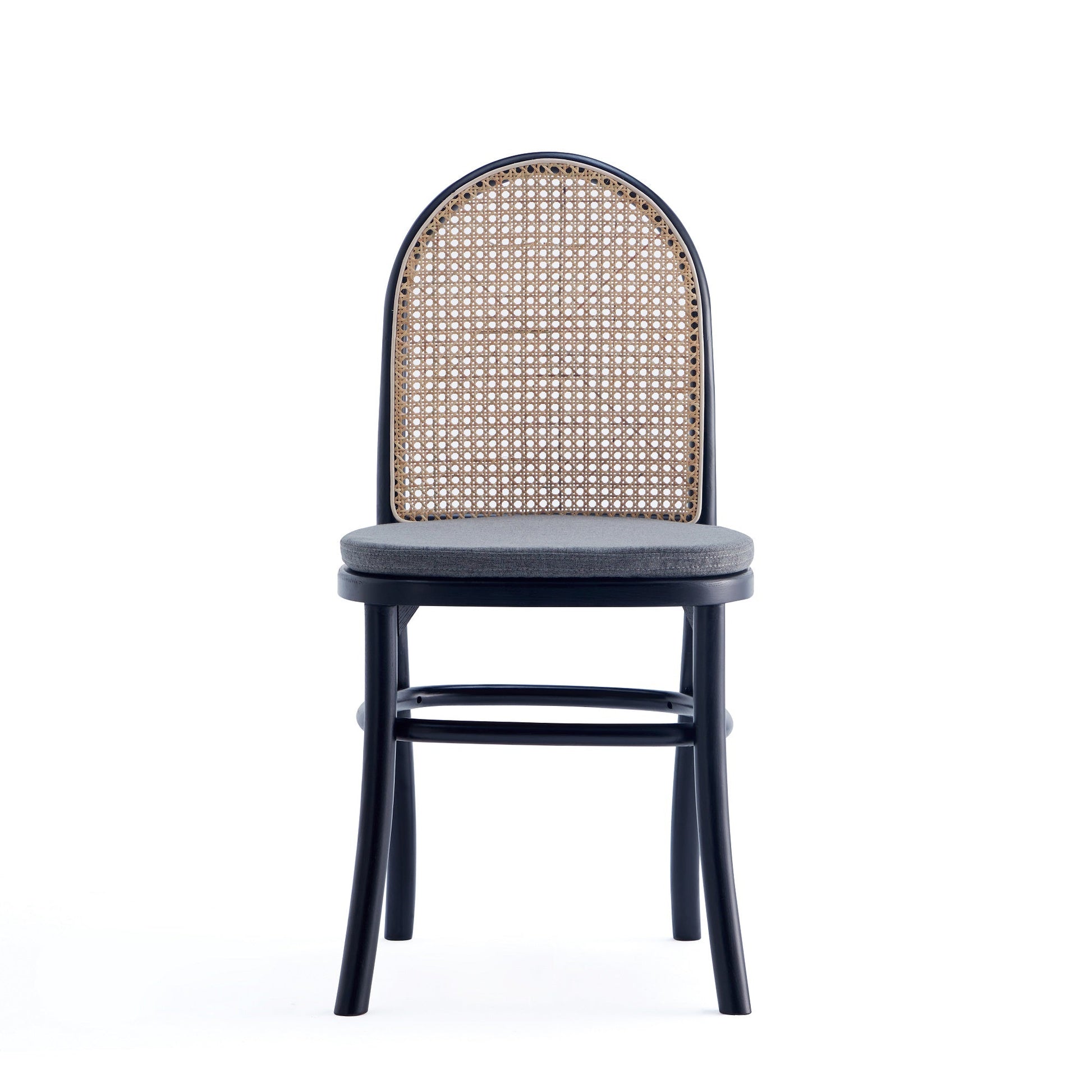 Paragon Dining Chair 1.0 with Grey Cushions in Black and Cane (set of 4) - Ornate Home
