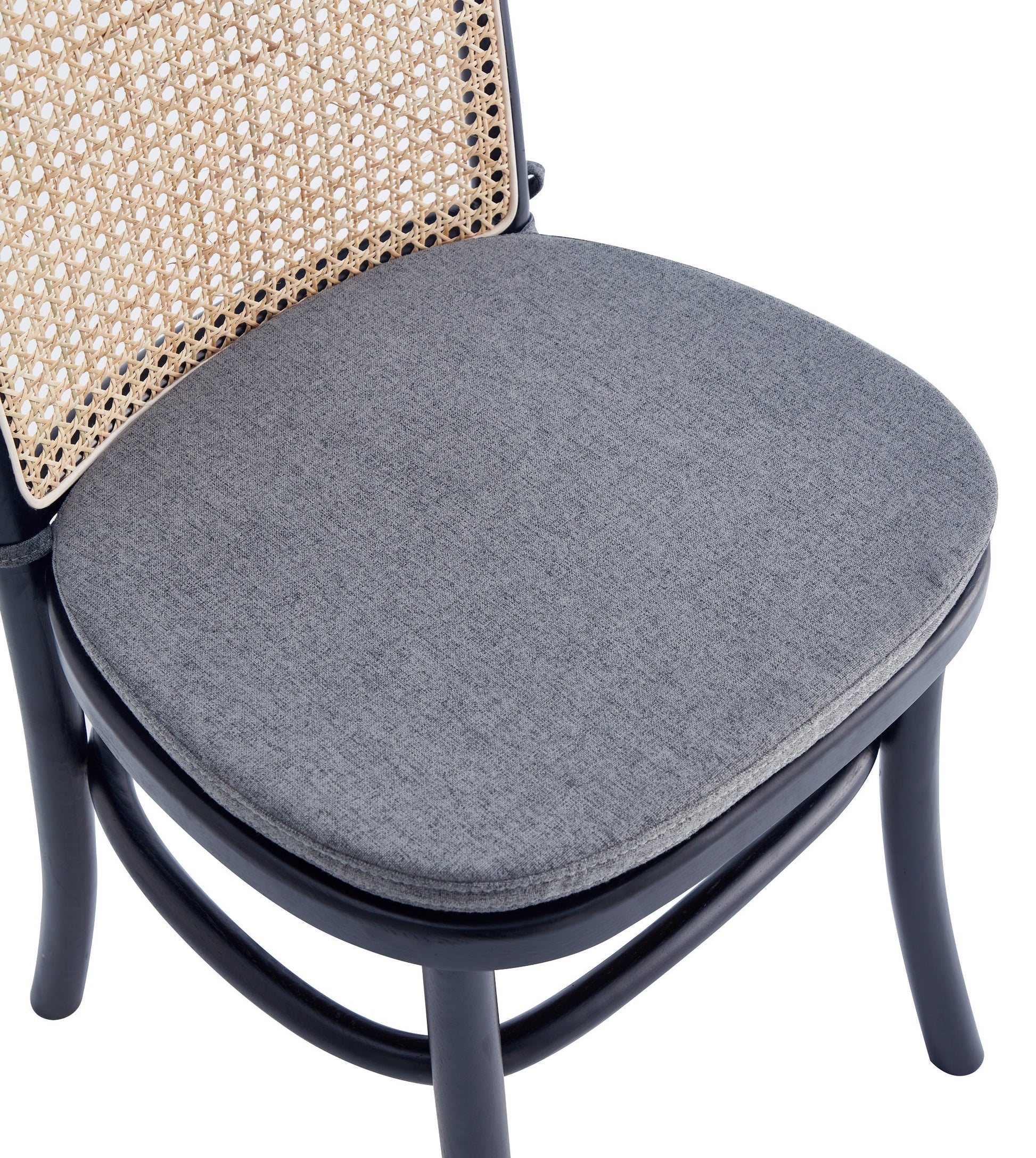 Paragon Dining Chair 1.0 with Grey Cushions in Black and Cane (set of 4) - Ornate Home