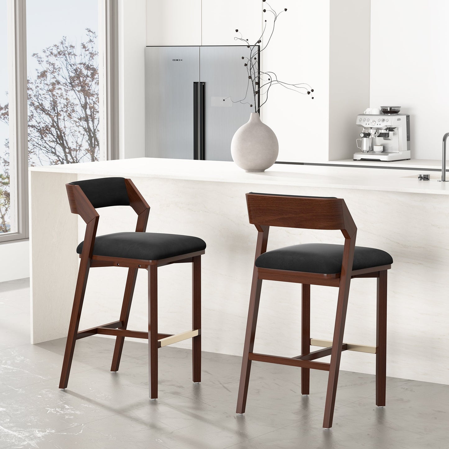Patricia Barstool in Black (set of 2) - Ornate Home